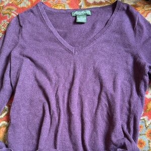 Eddie Bauer Deep Purple V-Neck Sweater